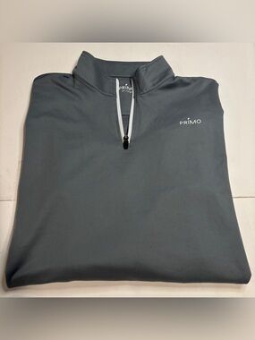 PRIMO Men's Gray Long Sleeve 1/4 Zip Pullover Mock Neck Activewear Top XXL 2XL